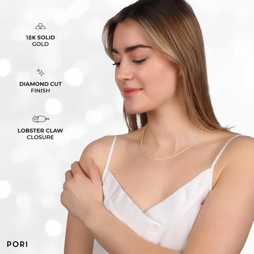 Vista 4 de PORI JEWELERS 18K Yellow Gold 1.5MM, 1.8MM, 2MM, 2.5MM, 3MM, 4MM, or 5MM Diamond Cut Rope Chain Necklace Unisex Sizes 16"-30