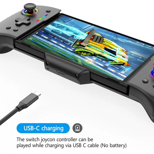 Vista 5 de RREAKA Wireless Switch Controllers for Nintendo SwitchOLED Controller, Ergonomic Handheld Mode Controller with 9 Lights Color, One Piece Joypad