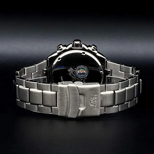 Vista 4 de Orient Reloj cronógrafo de cuarzo para hombre con correa de acero inoxidable FTV00003B0, Pulsera