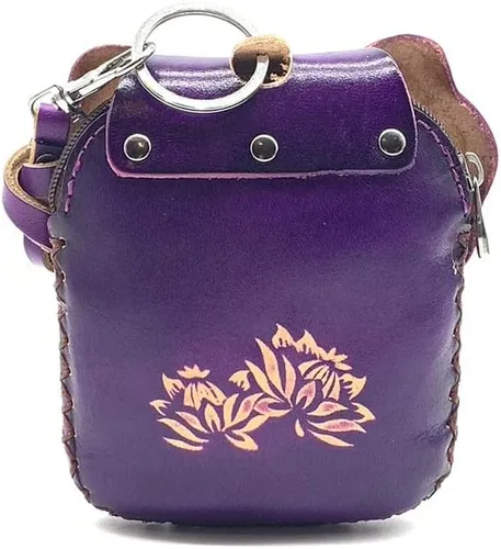 Vista 17 de Handmade Vintage Genuine Leather 3D Animal Elephant Coin Purse With Removable Wrist Strap (Brown)