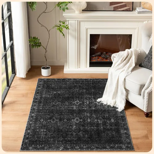 Vista 332 de Istana Alfombra larga antideslizante de 2.5 x 8 para el hogar, para pasillo y cocina, lavable, sedosa y suave al tacto, elegante, color azul y marfil