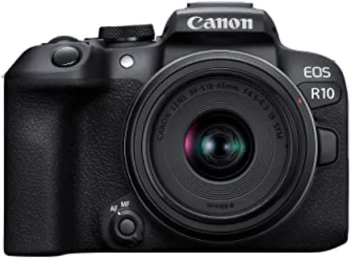 Vista 9 de Kit de creador de contenido Canon EOS R10, cámara sin espejo para vlogging con lente RF-S18-45mm F4.5-6.3 IS STM, trípode y micrófono estéreo
