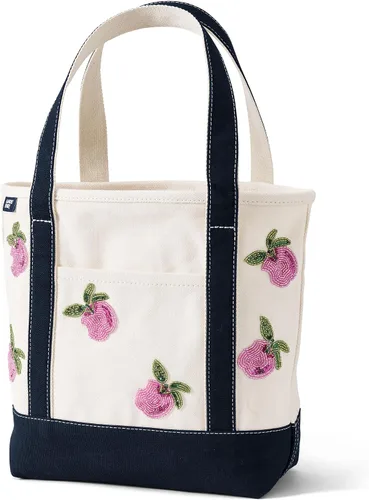 Vista 20 de Lands' End Bolso de lona abierto Natural/Azul marino radiante