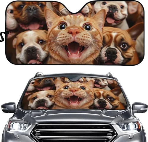 Vista 17 de HUGS IDEA Parasol plegable para parabrisas de automóvil, diseño de flores, bohemio, para la mayoría de los sedán, SUV, camión, parabrisas delantero