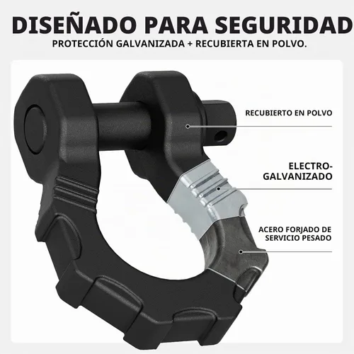 Vista 2 de AUTOBOTS - Grilletes en D de 80,000 libras de resistencia, grillete de clevis de 3/4" de alta resistencia con pin de 7/8" para correa de remolque