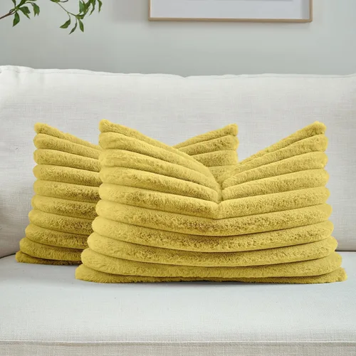 Vista 62 de FUTEI Pack of 2 Faux Fur Throw Pillow Covers 20x20 Inch, Navy Blue Azul marino