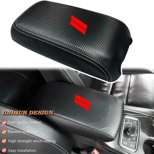 Vista 3 de Funda para el reposabrazos de la consola central, de piel, antiarañazos, de protección, accesorios de decoración interior, para Dodge Durango Fibra