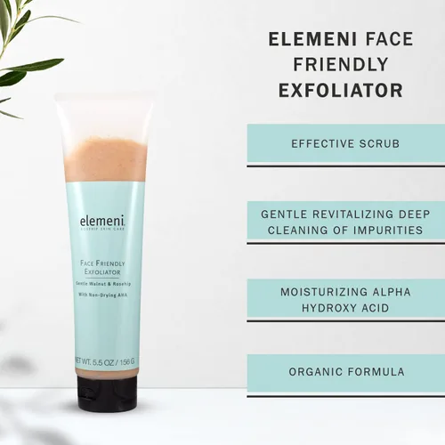 Vista 4 de elemeni Exfoliante facial para el cuidado de la piel, exfoliante facial orgánico para hombres y mujeres, limpiador facial y mascarilla revitalizante