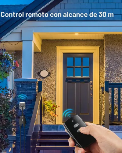 Vista 5 de HBN - Enchufe de toma múltiple con control remoto inalámbrico para exteriores, regleta de enchufes resistente a la intemperie, enchufes eléctricos