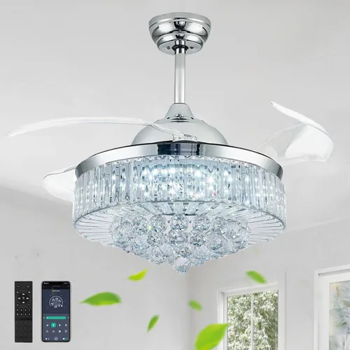 Vista 12 de Ventilador de techo de 42 pulgadas con luz, ventilador retráctil