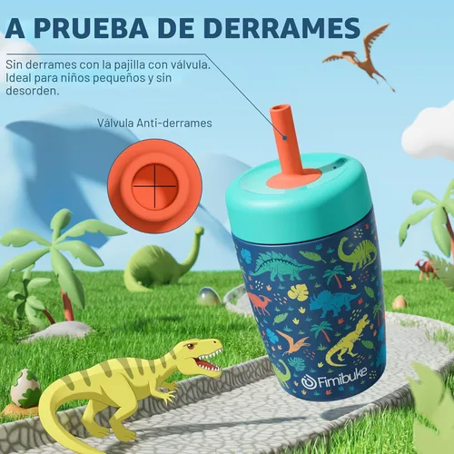Vista 4 de Fimibuke Vasos para niños y niños pequeños a prueba de derrames, 12 onzas, vasos entrenadores con aislamiento para niños y niñas, vaso con popote