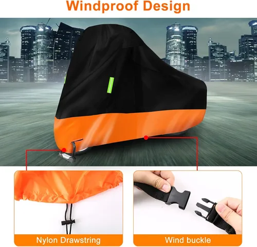 Vista 5 de Funda impermeable para motocicleta de repuesto para Harley Davidson Cruiser Iron 883/FAT BOY 114/HERITAGE Classic 114 con orificio para candado