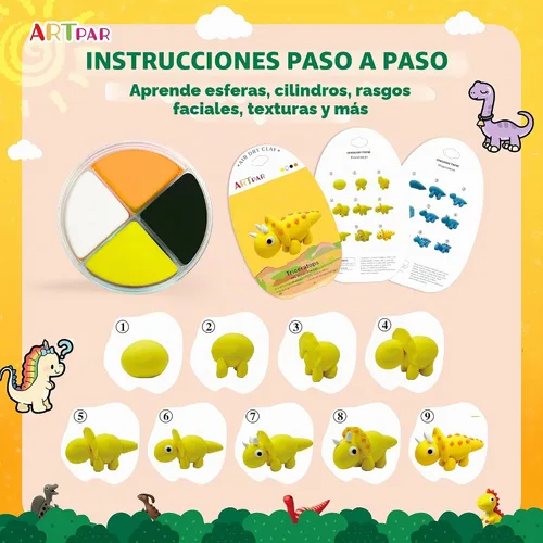 Vista 3 de ARTPAR Air Dry Clay Kit,Dinosaur Modeling Magic Clay,Kids DIY Crafts Gifts Kit de dinosaurio de arcilla