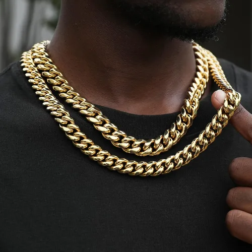 Vista 8 de Cuban Chain Necklace for Men Women 18k Silver Gold Stainless Steel Cuban Chains 8mm 10mm Width Fashion Hip Hop Jewelry