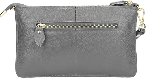 Vista 4 de Uromee Cartera de mano para mujer, de piel auténtica, con cadena de hombro desmontable