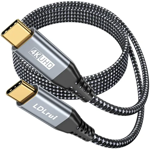 Vista 23 de LDLrui Cable de monitor USB C, pantalla 4K 60HZ, ángulo recto de 1 pie, transferencia de datos de 20 Gbps, carga de 100 W, cable de video USB 3.2