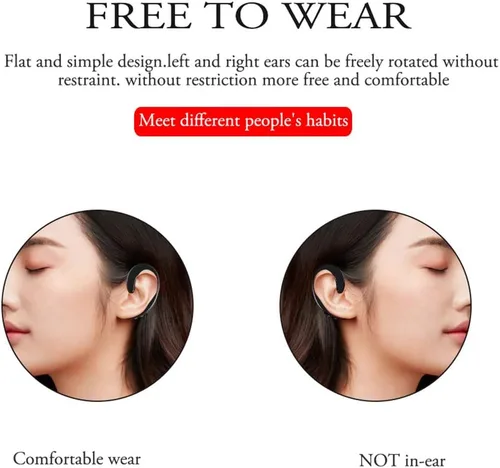 Vista 2 de 3C Light Auriculares inalámbricos Bluetooth con gancho para la oreja, sin dolor, con micrófono, ligeros sin conducción ósea para teléfono celular