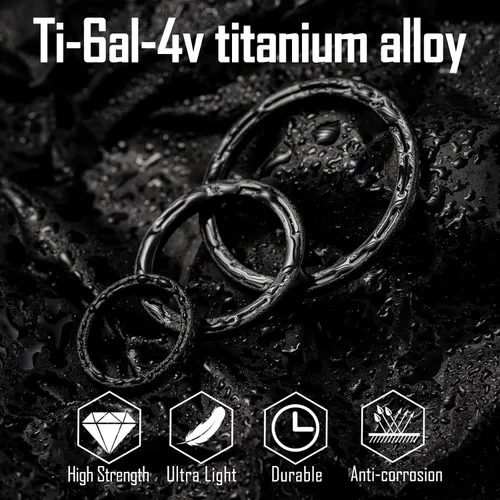 Vista 8 de KeyUnity KM14BK Titanium EDC Abridor de botellas Llavero Clip con anillo D y anillo dividido de titanio KA02BK BundleV