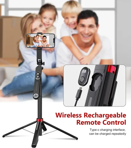 Vista 7 de Huryfox Trípode para teléfono Selfie Stick - Soporte para teléfono celular de 71 pulgadas de alto con control remoto inalámbrico desmontable