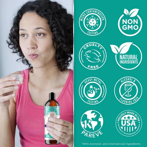 Vista 6 de GuruNanda Fórmula avanzada de extracción de aceite (8 onzas líquidas) con raspador de lengua y aceite de coco para jalar aceite de coco y menta