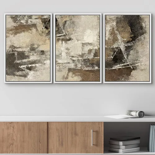 Vista 116 de wall26 Lienzo enmarcado para pared, juego de arte de acuarela pastel, paisaje rural, ilustraciones con formas abstractas, arte moderno, decorativo