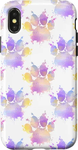 Vista 4 de iPhone 15 Watercolor Paint Splatter Dog Paw Print Case