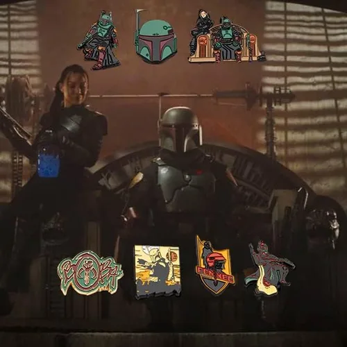 Vista 4 de STAR WARS The Book of Boba Fett - Juego de 7 pines a base de metal con esmalte Viene en una caja de 56 x 49in con licencia oficial exclusivo