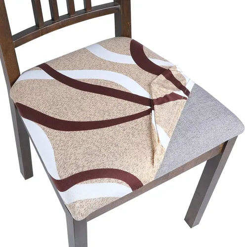 Vista 11 de SearchI Juego de 2 fundas de asiento para sillas de comedor, fundas de asiento elásticas con estampado, extraíbles y lavables, fundas de cojín