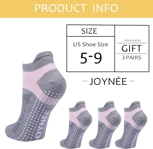 Vista 7 de JOYNÉE Calcetines de yoga antideslizantes para mujer con agarres ideales para pilates barras bailes hospitales fitness 3 pares