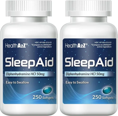 Vista 9 de Ayuda para dormir HealthA2Z® Difenhidramina HCl 50mg Cápsulas blandas Promueve un sueño más profundo y reparador 10 unidades (Paquete de 3)