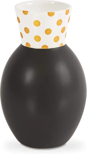 Vista 2 de Pavilion - Sigue tus sueños - Florero mate de lunares negros y dorados de 6.5 pulgadas