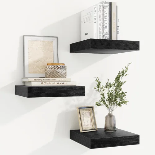 Vista 19 de fuqing Estantes flotantes para pared, estante flotante de madera montado en la pared con soportes invisibles para sala de estar, baño, dormitorio