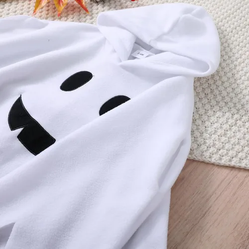 Vista 5 de Noubeau Disfraz de Halloween para bebés, niños y niñas, capa de fantasma, con capucha, pantalones negros, disfraz de fantasma espeluznante, ropa