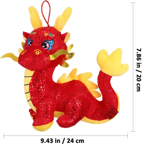 Vista 4 de Figura de mascota de dragón, adorno de dragón del zodiaco chino 2024 Año de la estatua para decoración del hogar, adorno de mesa