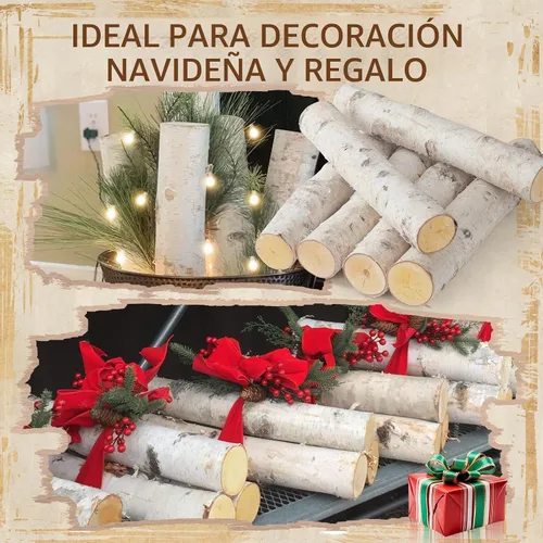Vista 4 de Paquete de 6 troncos de madera de abedul decorativos para chimenea de gas para chimeneas, decoración de postes de abedul, ramas para manualidades