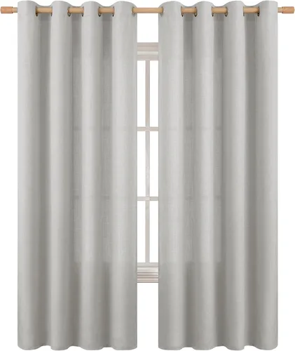 Vista 182 de BGment Cortinas de Lino Beige de 63 Pulgadas de Largo 2 Paneles - Tratamientos para Ventanas con Textura de Arpillera Filtrantes de Luz Cortinas B