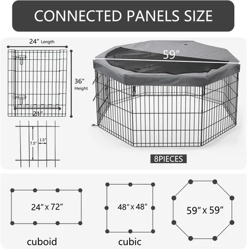 Vista 56 de PETIME - Corral plegable de metal para ejercicio de perros/Parque de juegos para cachorros con 8 paneles para interior/exterior, valla de patio
