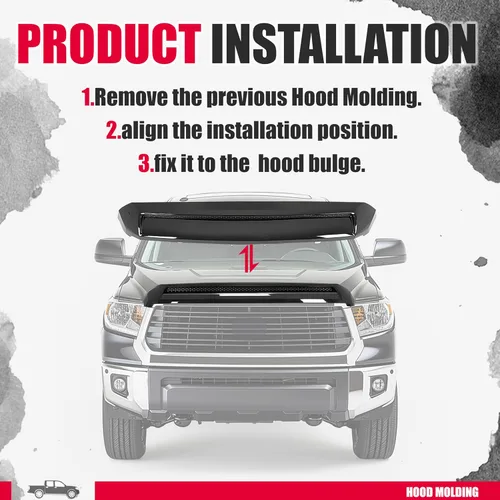 Vista 5 de Kojem Moldura de Protuberancia de Capó Compatible con Toyota Tundra Platinum 2014-2021 Estilo Código de Color 202 Negro Parrilla Superior Delantera