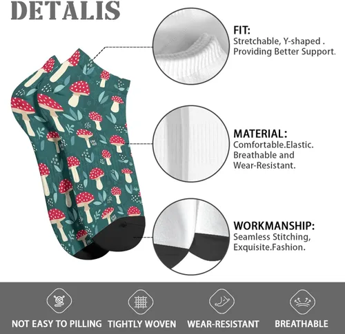 Vista 7 de devor Dress Socks Cotton Men's Sock Ankle Sock Cute Mushrooms Funny Mushrooms Magic Mushrooms Plant Forest Sock