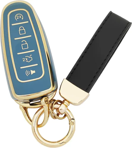 Vista 8 de Funda para llavero de TPU para Ford Explorer Edge Flex Taurus Expedition Focus Lincoln MKS MKT MKX Navigator Key Fob