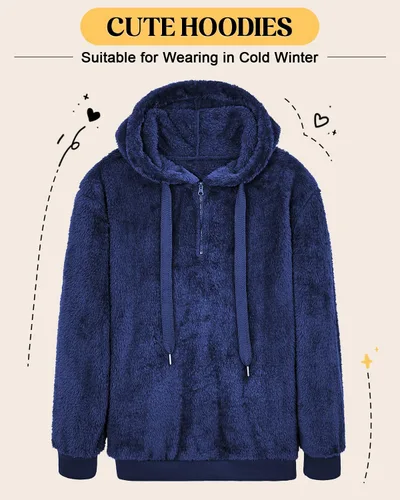 Vista 21 de Century Star Sudadera deportiva mullida de vellón con capucha para mujer de talla extragrande con bolsillos