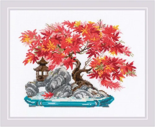 Vista 5 de RIOLIS - Bonsai Kobai Wish of Well Being 1036, kits de punto de cruz de 13,78 x 17,72 pulgadas, kits de punto de cruz para principiantes