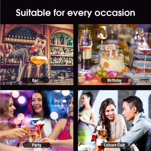Vista 4 de Posavasos con luz LED, 12 posavasos iluminados, luz LED para botellas, 6 colores para barras y fiestas (boda) en varios colores y tamaños