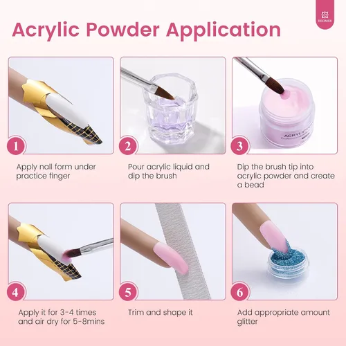 Vista 8 de Mano de práctica para uñas acrílicas Kit: Mano de silicona para práctica de uñas con kit de uñas para principiantes - Mano falsa flexible