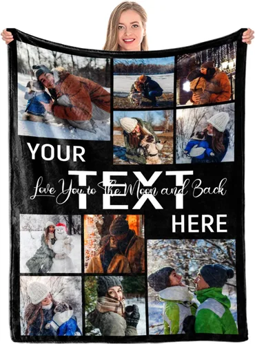 Vista 19 de Manta personalizada regalo conmemorativo con collage de texto fotográfico: fabricada en Estados Unidos, 10 fotos, manta personalizada con mis