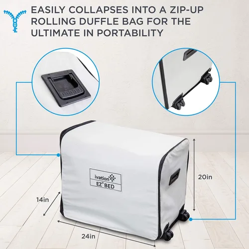 Vista 6 de Colchón hinchable de Ivation EZ-Bed, con marco y funda con ruedas, interruptor de autoapagado para lograr la comodidad deseada, superficie cómoda
