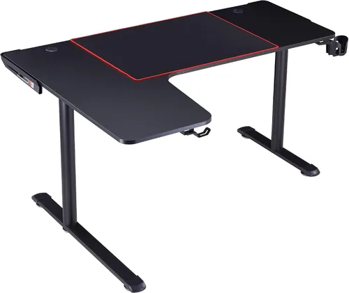 Vista 23 de Homes: Inside + Out Kindira - Escritorio moderno de acero para juegos con puertos USB, alfombrilla de mouse de PC y portavasos giratorio