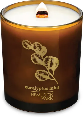 Vista 18 de Hemlock Park Vela de mecha de madera ámbar y dorada hecha a mano con cera de coco natural (estándar de 7.2 onzas, ámbar) Crackling Wood Wick