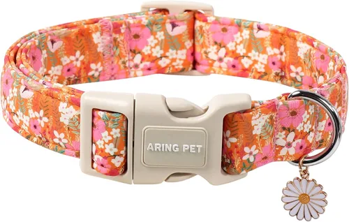 Vista 12 de Aring Pet Collar de algodón, ligero y ajustable, con hebilla de liberación rápida para perros pequeños, medianos y grandes, para cachorros, rosa