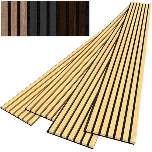 Vista 2 de 4 paneles acústicos de listones de madera para una decoración elegante y reducción de ruido